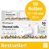 Infowerk Thermische Rollen / Kassarollen, 50 Rollen, 57mm x 50mm x 12mm