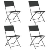 VidaXL Chaise de jardin Tissu/Textile, Acier Noir 4 Pièces