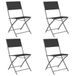 VidaXL Chaise de jardin Tissu/Textile, Acier Noir 4 Pièces