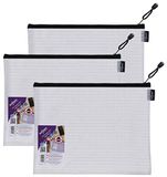 Snopake Foolscap Hoge Capaciteit EVA Mesh Zippa-Bag [Pack van 3] 360 x 275 mm - Transparant/Zwart [15839]