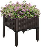 Outsunny Verhoogde Plantenbak - Rotanlook - Bruin