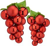 Arte r Artesania Cerd Druiventros namaakfruit/nepfruit - 28 en 33 cm - rood - 2x stuks - kunststof