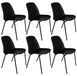 Chaise de bureau sans roulettes, plastique, cadre métallique, 6 pièces, noir