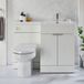 Hudson Reed Meuble WC rond Covelly et lavabo - Blanc - Droite - 110,5 cm - Poignées invisibles chromées - Design moderne - Cluo