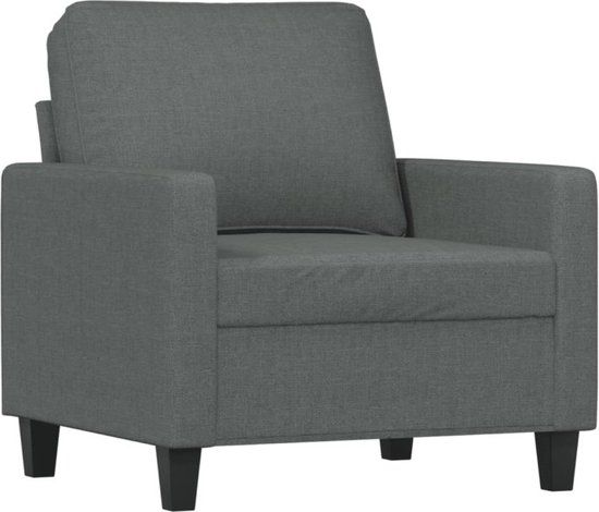 vidaXL Fauteuil met voetenbank stof donkergrijs