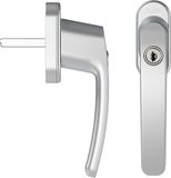 AXA Veiligheids raamsluiting - Oval Roma - Draai-kiep raamkruk - met Cilinder SKG2 - 3 standen - 90° - 37 mm - Afsluitbaar - Aluminium