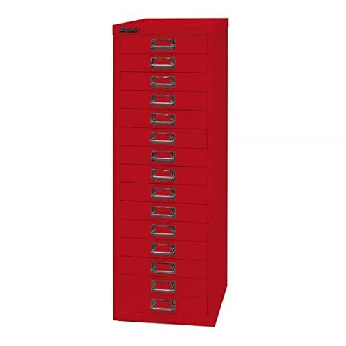 Bisley MultiDrawer - 39-serie - DIN A4 - 15 laden - metaal - 670 kardinaalrood - 38 x 27,9 x 86 cm