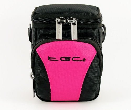 TGC De Hot Pink & Black Deluxe Compacte schoudertas voor de Ricoh G600 camera