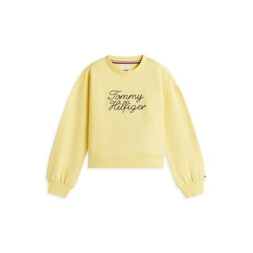 Tommy Hilfiger sweater met borduursels en tekstopdruk - geel