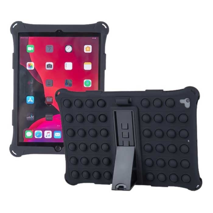 Stuff Certified Pop It Hoesje voor iPad 9 7 2018 met Kickstand - Bubble Cover Case Zwart