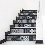 Ambiance Sticker Zelfklevende trap, tegels, trap, Zola, zelfklevend, voor trappen, cementtegels, 2 stroken van 15 cm x 105 cm