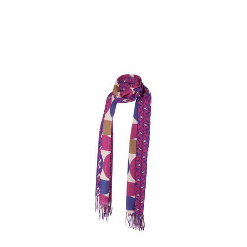 Sarlini sjaal met all-over print roze/paars