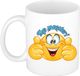 Bellatio Decorations Cadeau koffie/thee mok - duim omhoog smiley - top meester - blauw - 300 ml - keramiek