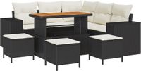 vidaXL Tuinbank Set 9-delig Zwart/Crèmewit