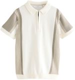 Next Jongens Gebreide Polo met Rits Naturel