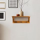 Étagère murale en bois sans marque avec patères - Design rustique - 40 cm de large
