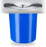Relaxdays Afvalbakje aanrecht - 5 l - RVS Deksel - Inbouw - 23 x 24 cm - Blauw
