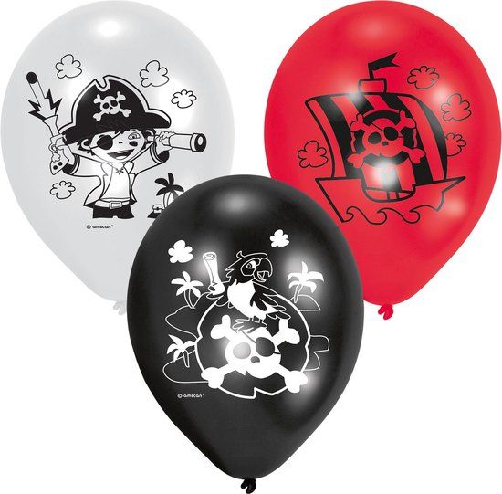 Amscan RIETHMULLER - 6 piraten latex ballonnen 22 cm verjaardagsdecoratie