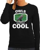 Bellatio Decorations Dieren uilen sweater zwart dames - owls are serious cool trui - cadeau sweater velduil/ uilen liefhebber L