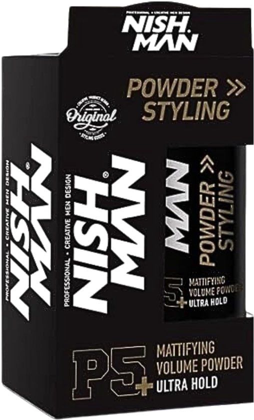 Nishman Hair Styling Powder P5 Ultra Hold 20g, Matte Finish Volumepoeder Heren