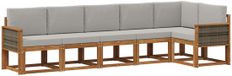 vidaXL Buiten bankenset 6-persoons Naturel en lichtgrijs Polyester