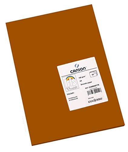 Canson Iris Vivaldi A4 120 gsm Glad Kleurpapier - Licht Grijs 185gsm - 50 vel A4 - 21x29.7cm Chocolade