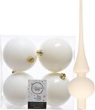 Decoris Kaemingk B.V. Kunststof kerstballen - 10 cm - 9 stuks - Wol wit