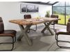 FREEFORM Table à manger 200x100 en bois de Sheesham sablé bois naturel pieds en X gris