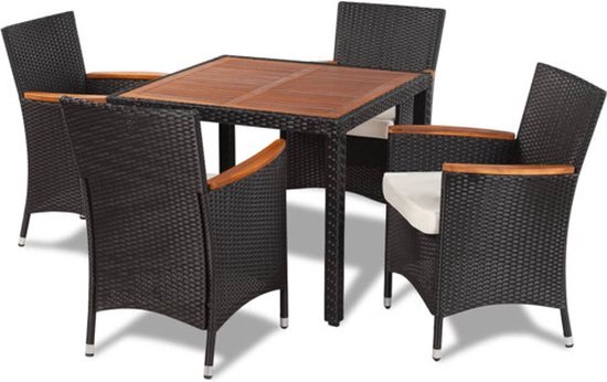 vidaXL Rieten tuinset - 4 stoelen en een tafel