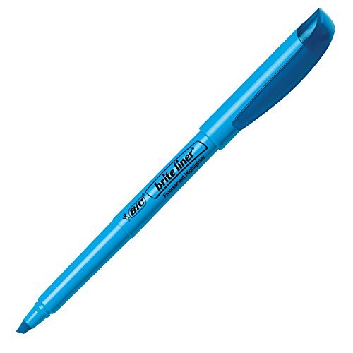 BIC Brite Liner Highlighter, beitel Tip, fluorescerende blauwe inkt, 12 per verpakking (BL11-BE)