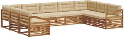 vidaXL - Ensemble de salon d'angle - 9 places assises - Acacia massif - Naturel et Beige