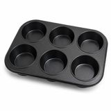 KOZIE muffinvorm voor 6 muffins - pfas-vrij - anti-aanbak bakvorm - cupcakevorm - metaal - antraciet