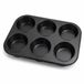 KOZIE muffinvorm voor 6 muffins - pfas-vrij - anti-aanbak bakvorm - cupcakevorm - metaal - antraciet
