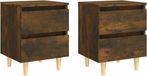 vidaXL Nachtkastjes 2 st met houten poten 40x35x50 cm gerookt eiken