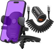 Buddi Way Universele Telefoonhouder Auto CD-Speler met Sleuf Inclusief 45W Autolader USB-A + C Poort Snellader en Buddi Flex USB-C naar USB-C Krulsnoer Kabel 60W Fast Charge 1 Meter
