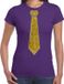 Bellatio Decorations Verkleed shirt dames - stropdas glitter goud - paars - carnaval - foute party XXL