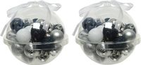 Decoris Kerstballen - 60x kunststof - donkerblauw wit zilver - 3 cm - mix matte glanzende glitter