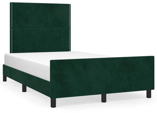 vidaXL Bedframe 120x200 cm Donkergroen Velours