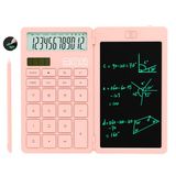 GUYUCOM Rekenmachine, met schrijfblad en pen, werkt op zonne-energie en op batterijen, geschikt voor studenten, gezinnen, kantoren (roze)