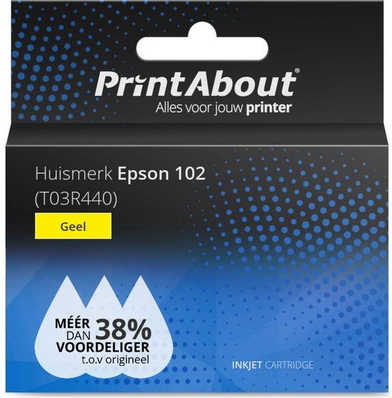 PrintAbout Compatible Ink Cartridge 102 (T03R440) - Yellow - 6000 Pages - 70ml - for Epson EcoTank Printers