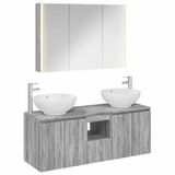 vidaXL Badkamerkast - set - 4 - st - Grijs - Sonoma - Bewerkt - hout