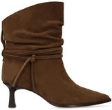 Manfield Dames Taupe Suède Slouchy Enkellaarsjes Maat 40
