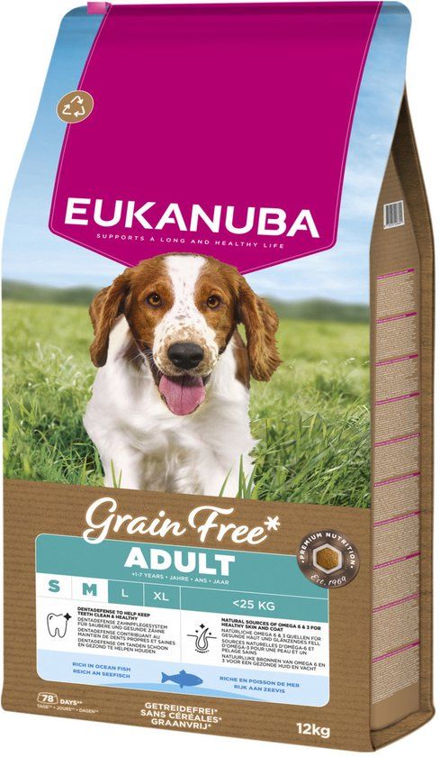 Eukanuba Grain Free Adult Small & Medium Breed Zeevis - Hondenvoer - 12 kg