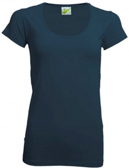 Lemon & Soda Bodyfit dames t-shirt met ronde hals L navy