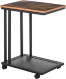 HOMCOM Salontafel, trolley, serveerwagen, bijzettafel, nachttafel, op wielen 833-606