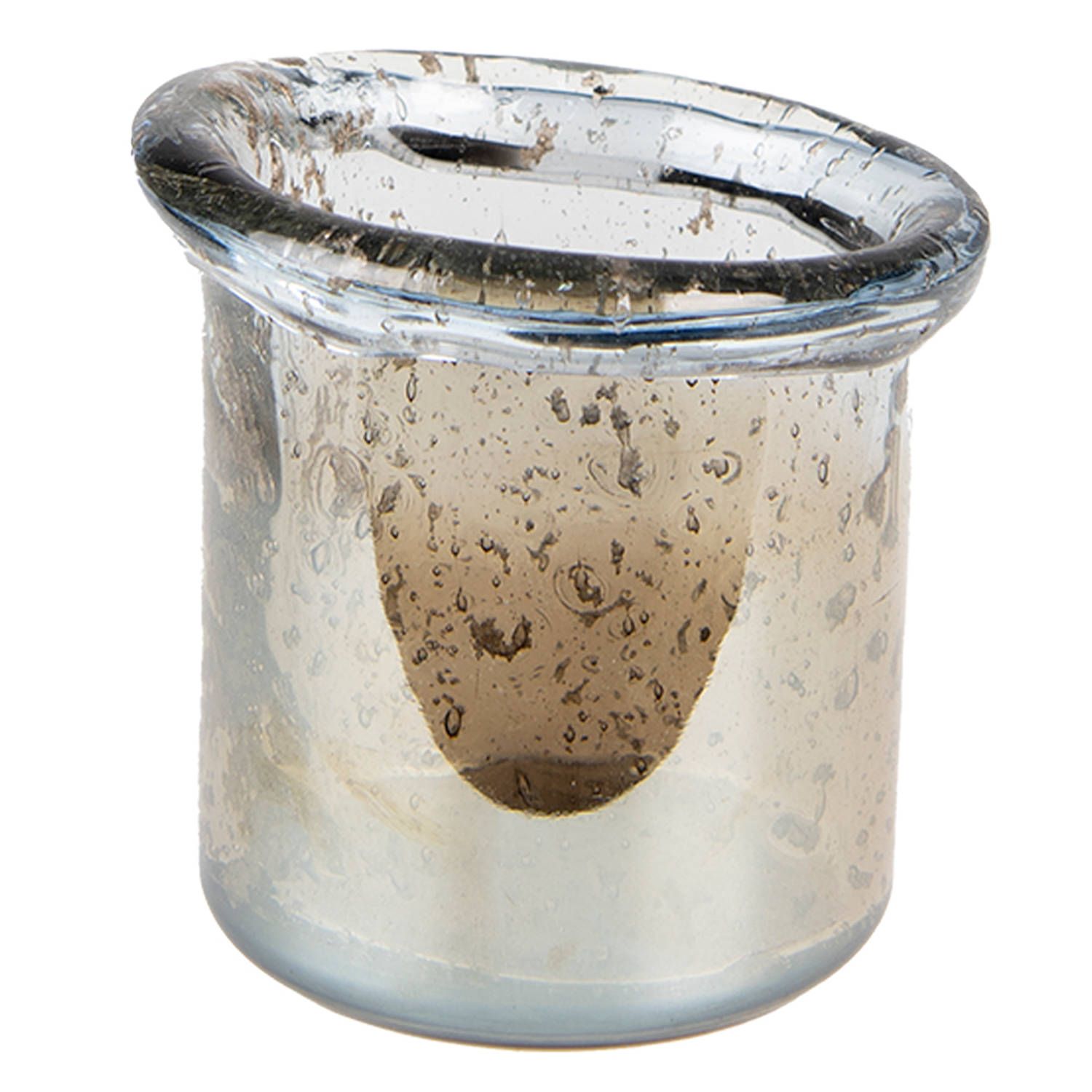 Clayre & Eef Theelichthouder Ø 10x9 cm Groen Glas Waxinelichthouder Windlichthouder
