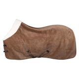 Imperial Riding Fleecedeken IRH Ambient Galaxy, paardenfleece en zweetdeken van teddyfleece met nepbontkraag, vochtregulatie en kruisbanden, cappuccino, 165