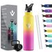 HoneyHolly Drinkfles - 1000ml - RVS Waterfles met Herbruikbaar Rietje (2 Doppen), Lekvrij en Vacuüm-Geïsoleerd, BPA-vrij, Ideaal voor Sport & Outdoor, School en Fitness