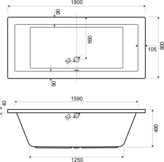 Royal Plaza Situla bad 180x80cm wit 25165