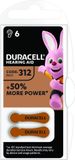 Duracell piles pour appareils auditifs, type DA312, 6 pièces
